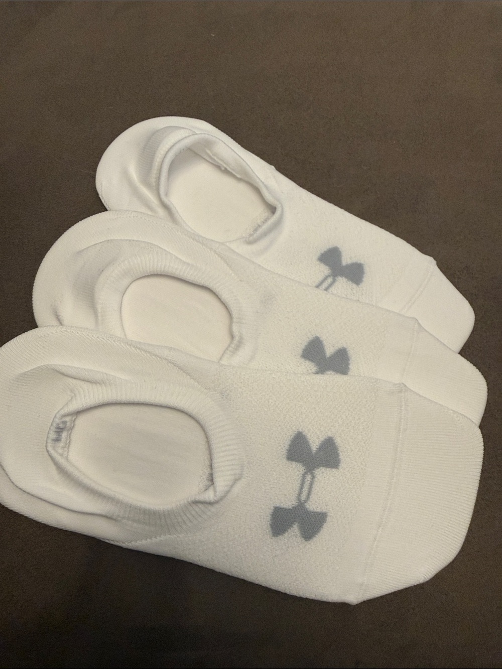 Under Armour White No-Show Socks with Gray Logo - 3 Pack